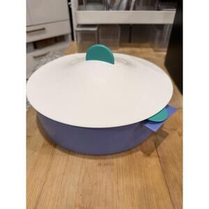 Vintage Tupperware Micro-Steamer 3 Piece Set Purple Teal White-NWOT *